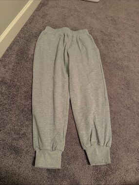 Women's Gray Jogger Pants - Elastic Waist & Cuffed Ankles